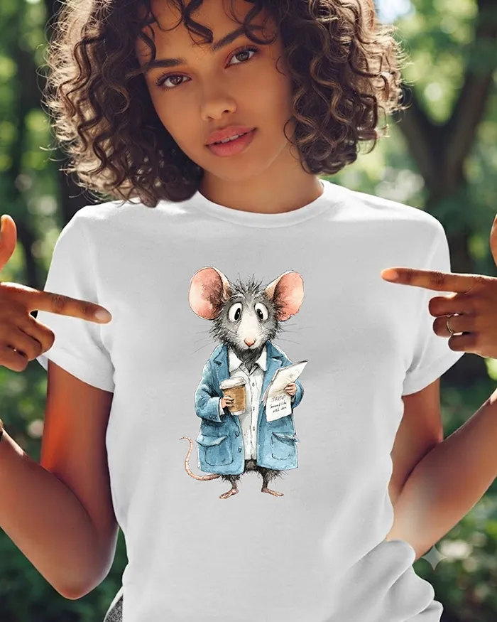 Hand-drawn black and white rat t-shirt — Business Rat Tee — Silly Rat Collection