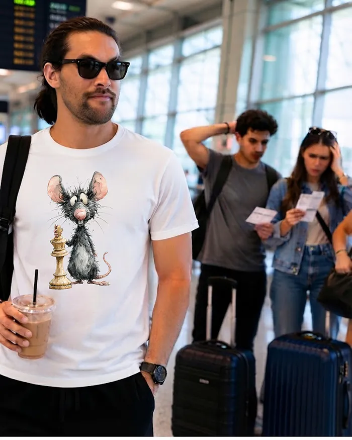 Hand-drawn black and white rat t-shirt β Chess Rat Tee β view 10