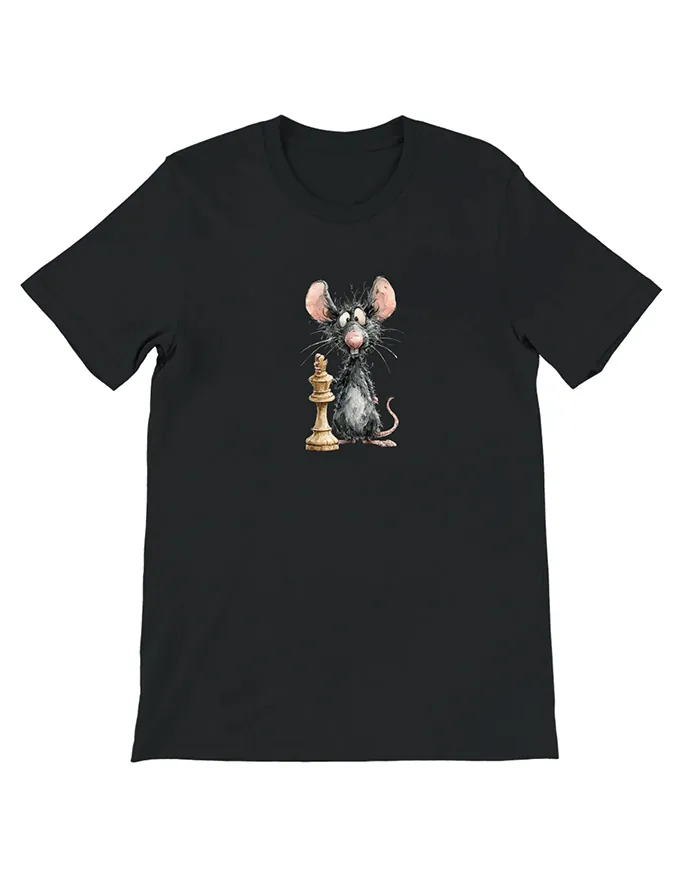 Hand-drawn black and white rat t-shirt β Chess Rat Tee β view 11