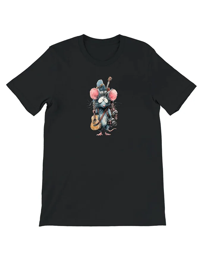 Hand-drawn black and white rat t-shirt β Hobby Lover Rat Tee β view 7