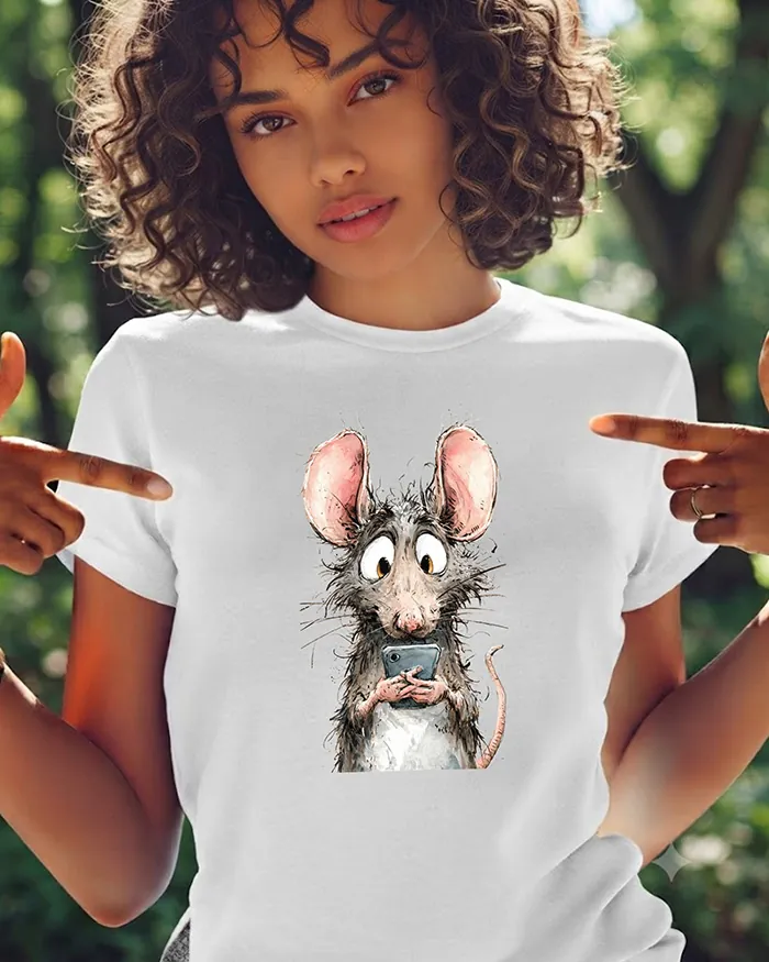 Hand-drawn black and white rat t-shirt — Screen Addict Rat Tee — Silly Rat Collection
