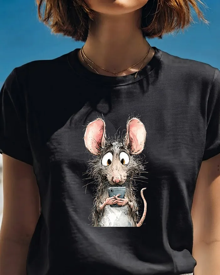 Hand-drawn black and white rat t-shirt β Screen Addict Rat Tee β view 2