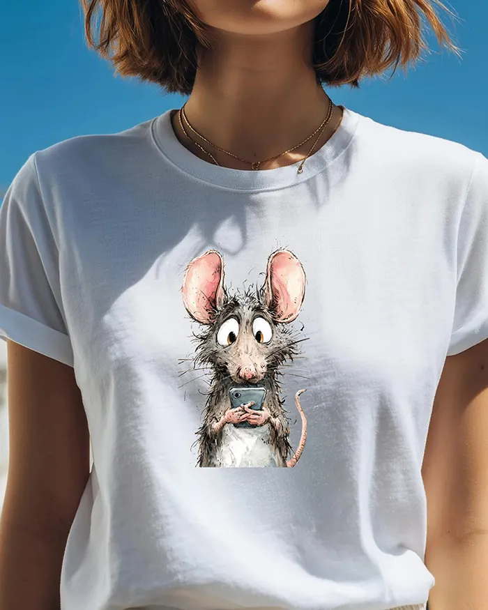 Hand-drawn black and white rat t-shirt β Screen Addict Rat Tee β view 3