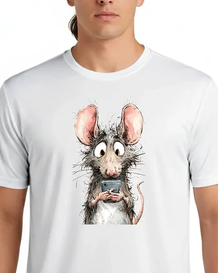 Hand-drawn black and white rat t-shirt β Screen Addict Rat Tee β view 5