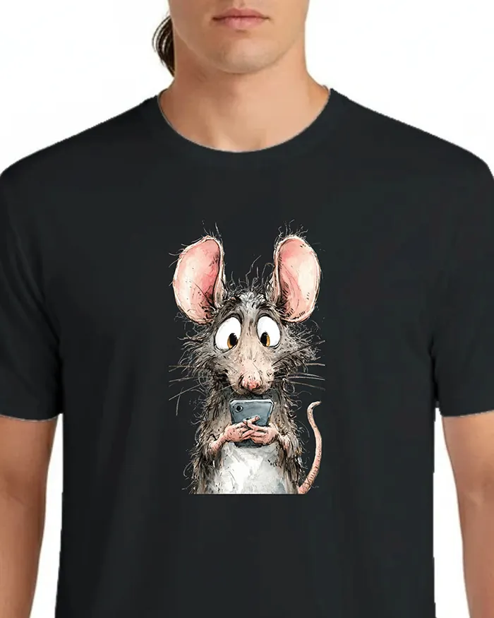 Hand-drawn black and white rat t-shirt β Screen Addict Rat Tee β view 6