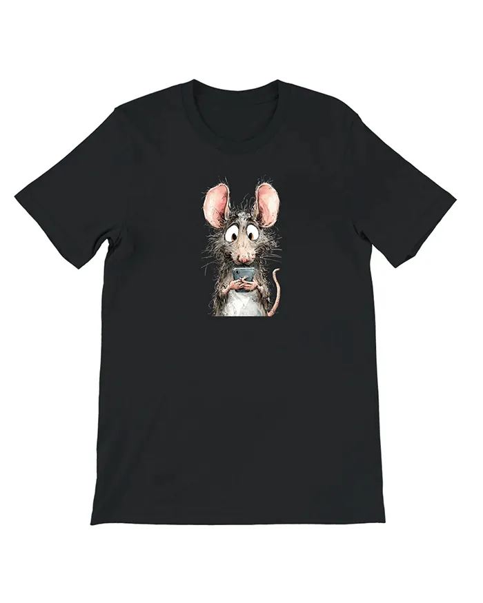 Hand-drawn black and white rat t-shirt β Screen Addict Rat Tee β view 7