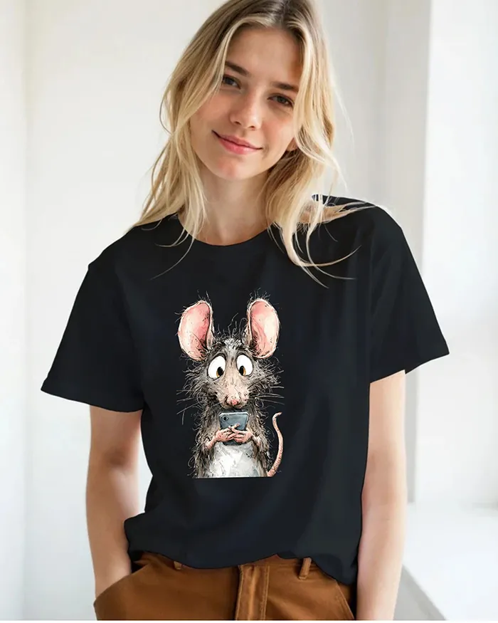 Hand-drawn black and white rat t-shirt β Screen Addict Rat Tee β view 8