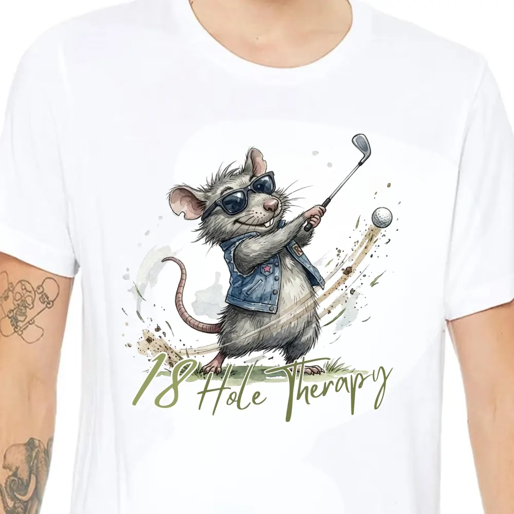18 Hole Therapy Shirt — hand-drawn rat design