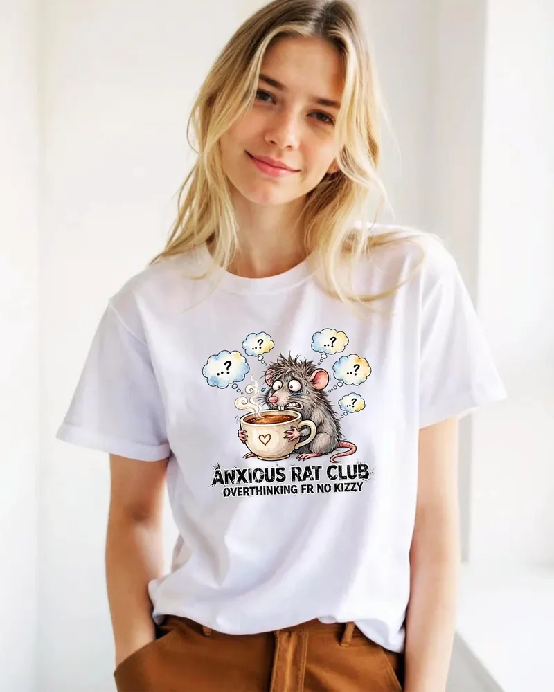 Anxious Rat Club Overthinking Shirt — hand-drawn rat design