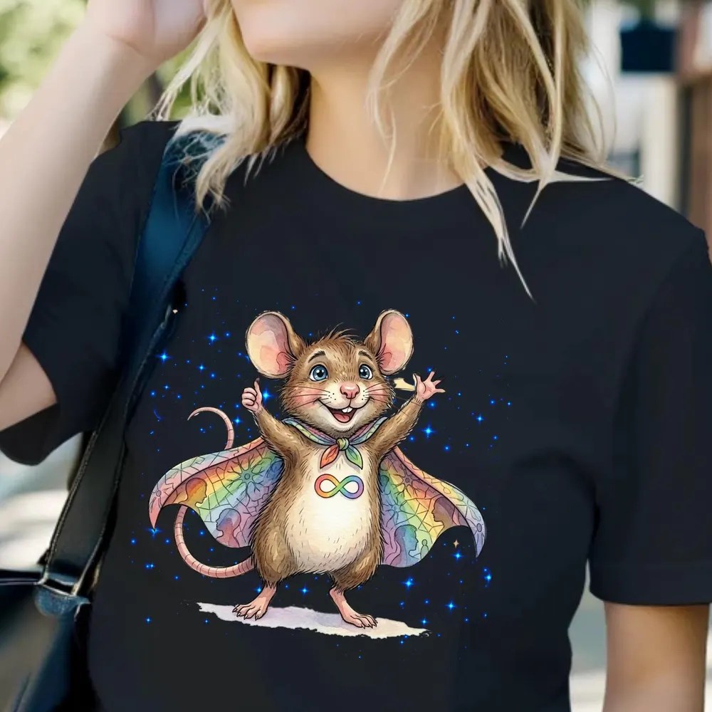 Autism Acceptance Superhero Tee — hand-drawn rat design