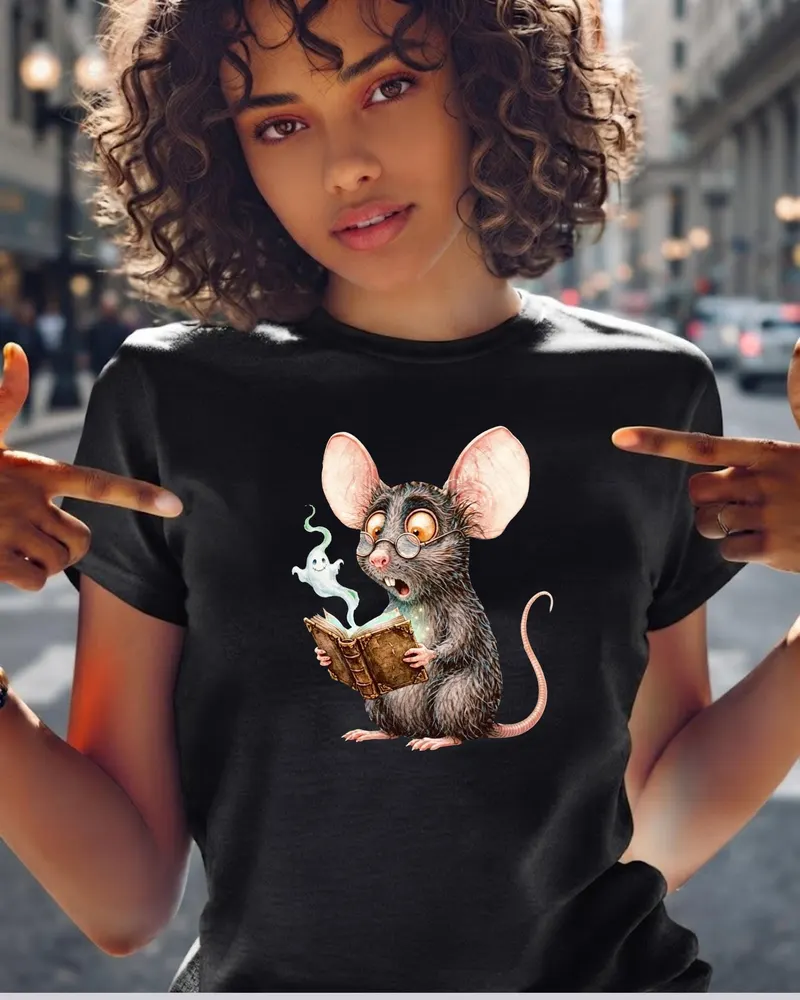 Book Lover Halloween Shirt — hand-drawn rat design