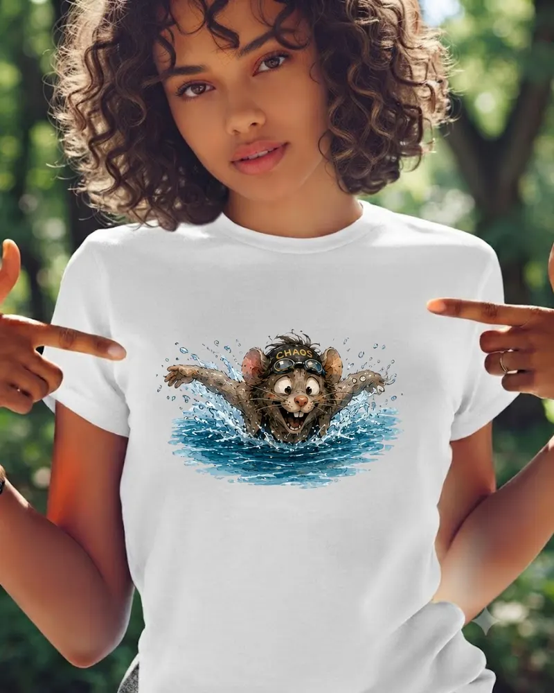 Swimmer Gif Teet — hand-drawn rat design