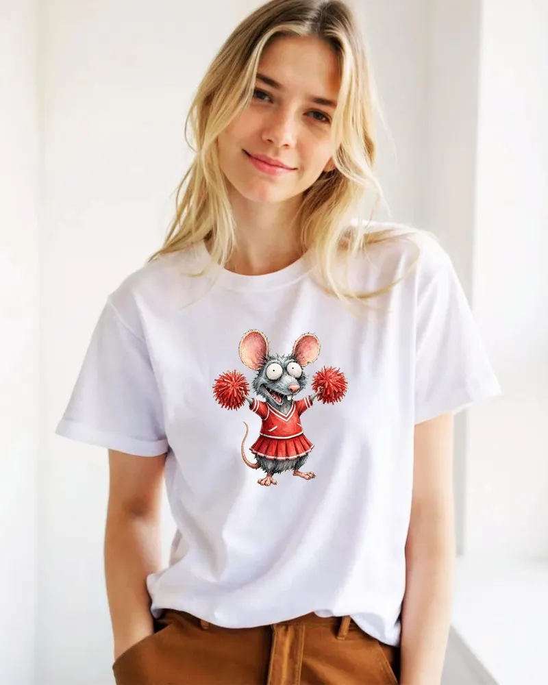 Cheerleader Rat Shirt — hand-drawn rat design