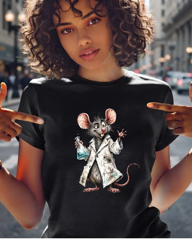 Chemist Rat Shirt — hand-drawn rat design by ArtDesignByNora
