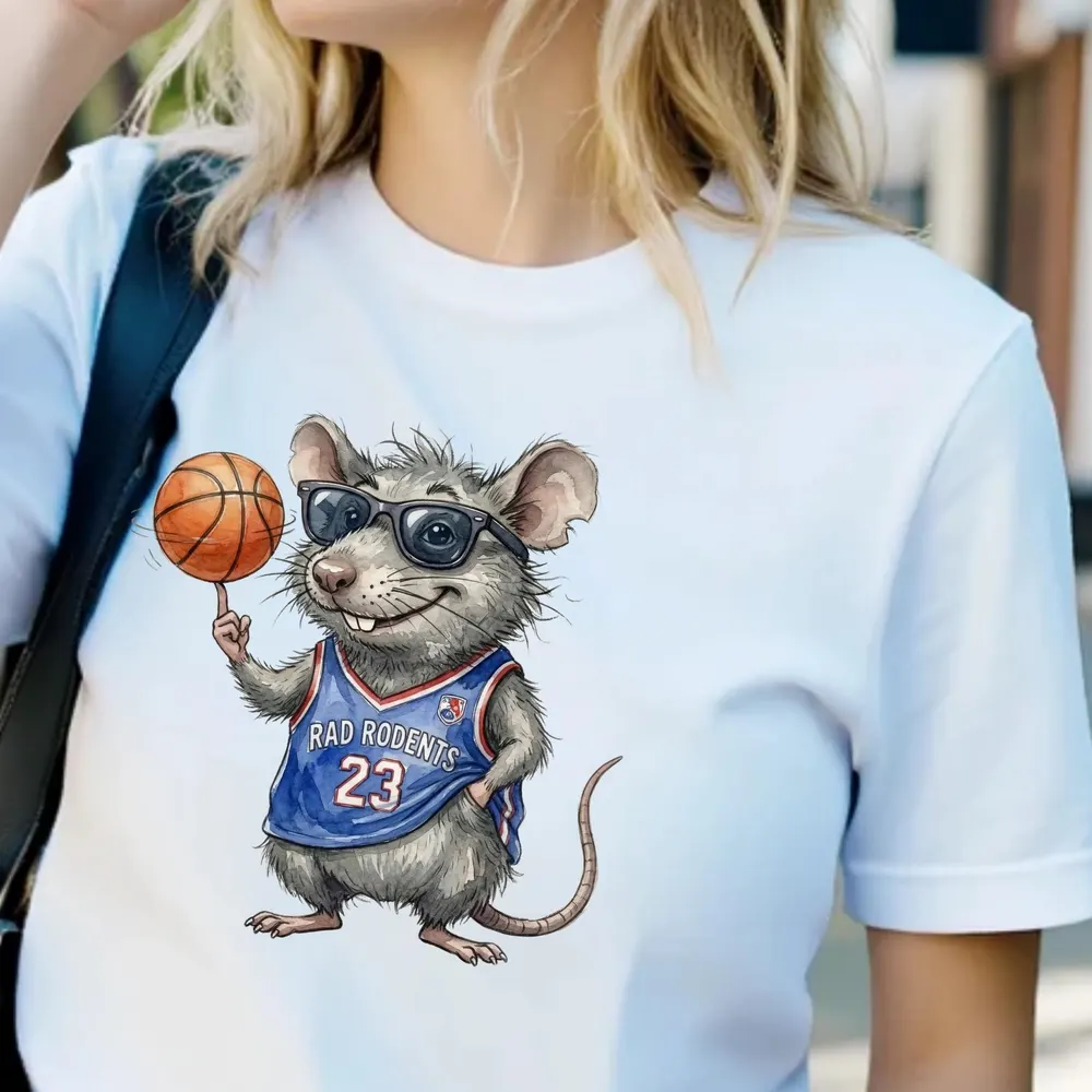 Funny Basketball Rat Shirt — hand-drawn rat design by ArtDesignByNora