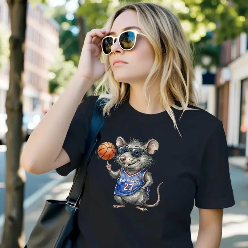 Funny Basketball Rat Shirt — view 2