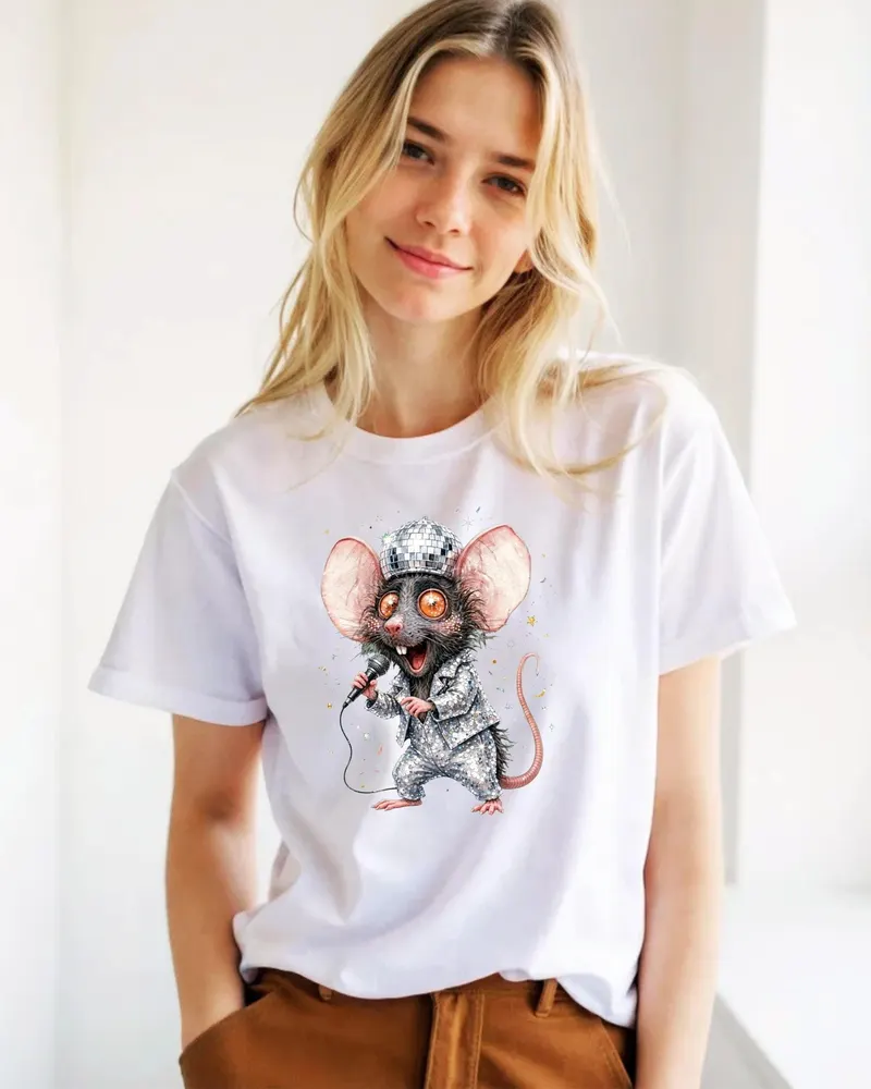 Funny Disco Rat Shirt — hand-drawn rat design