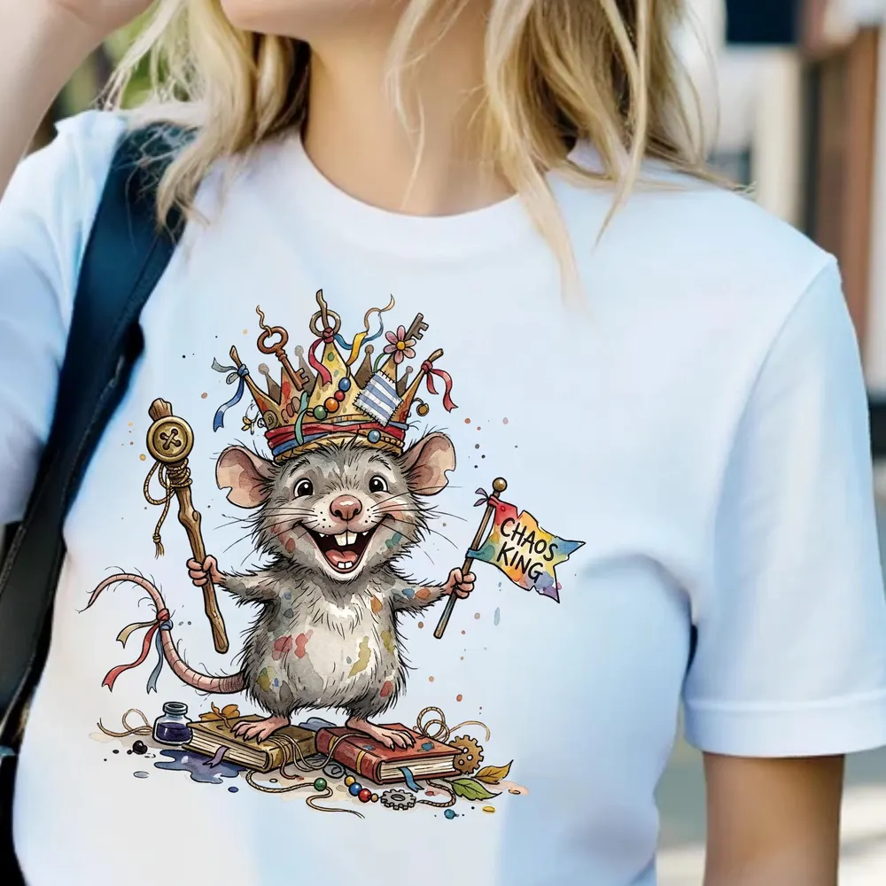 Funny DND RPG Bookworm Graphic Tee — hand-drawn rat design
