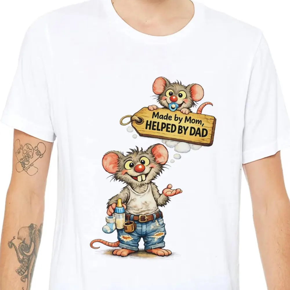 Funny First Fathers Day Shirt — hand-drawn rat design