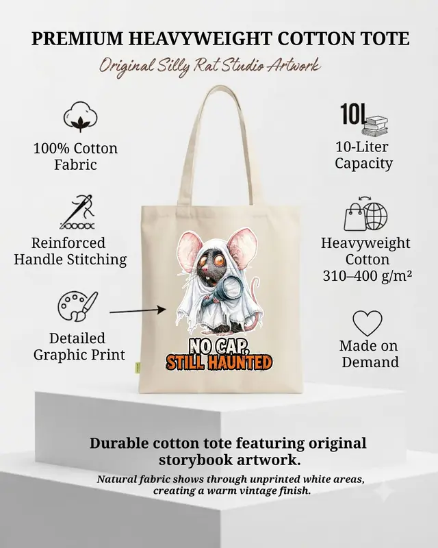 Funny Ghost Rat Tote Bag — view 3