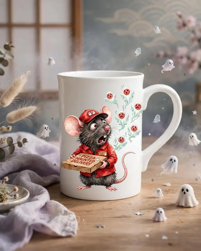 Funny Halloween Pizza Porcelain Mug — view 2
