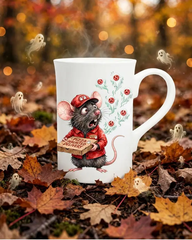 Funny Halloween Pizza Porcelain Mug — view 3