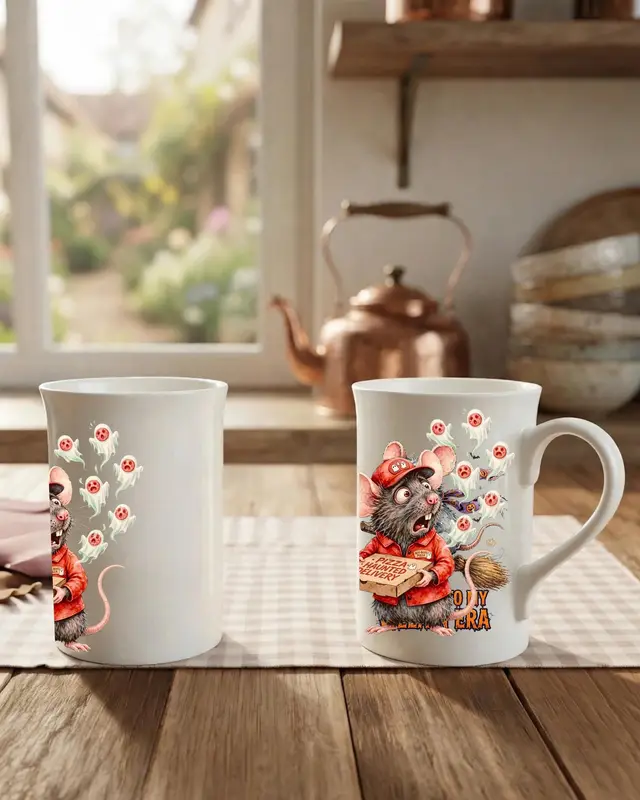 Funny Halloween Pizza Porcelain Mug — view 8