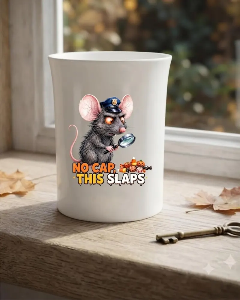 Funny Halloween Rat Mug — hand-drawn rat design