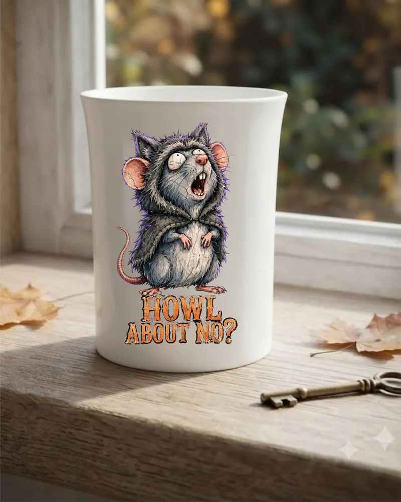 Funny Halloween Rat Mug — hand-drawn rat design