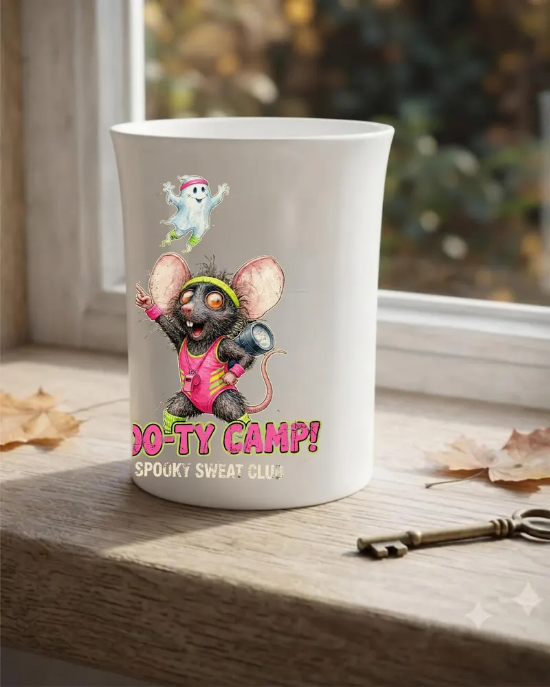 Funny Halloween Rat Porcelain Coffee Mug — hand-drawn rat design