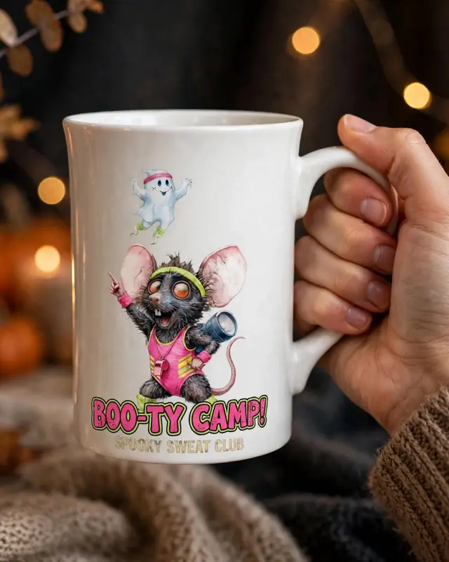 Funny Halloween Rat Porcelain Coffee Mug — view 2