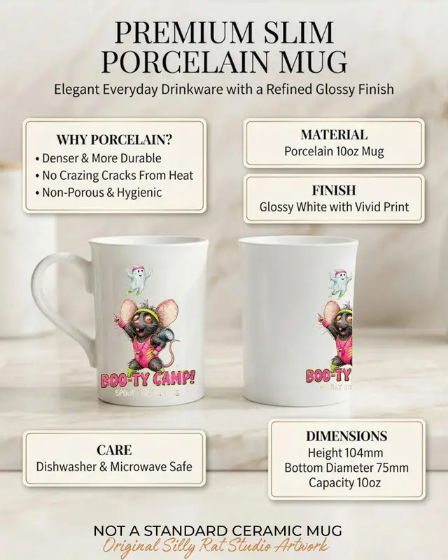 Funny Halloween Rat Porcelain Coffee Mug — view 3