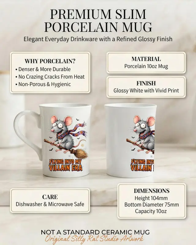 Funny Halloween Rat Porcelain Mug — view 3