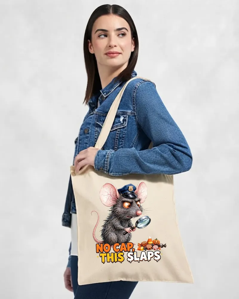 Funny Halloween Rat Tote Bag — hand-drawn rat design
