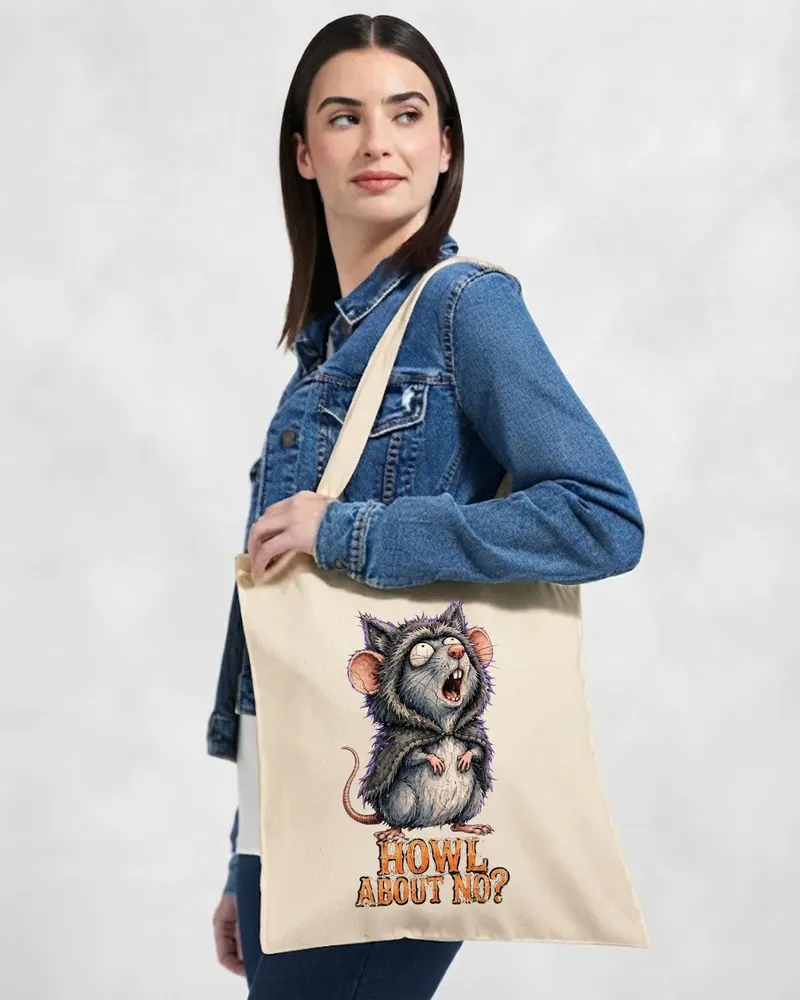 Funny Halloween Rat Tote Bag — hand-drawn rat design