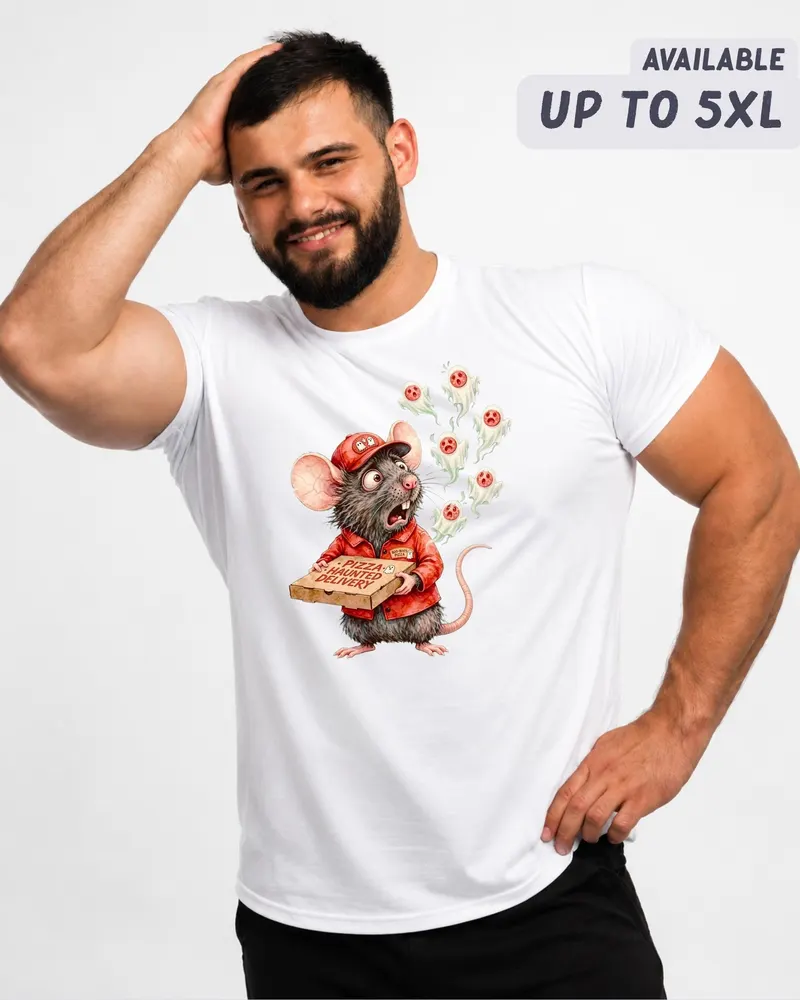 Funny Pizza Delivery Shirt — hand-drawn rat design