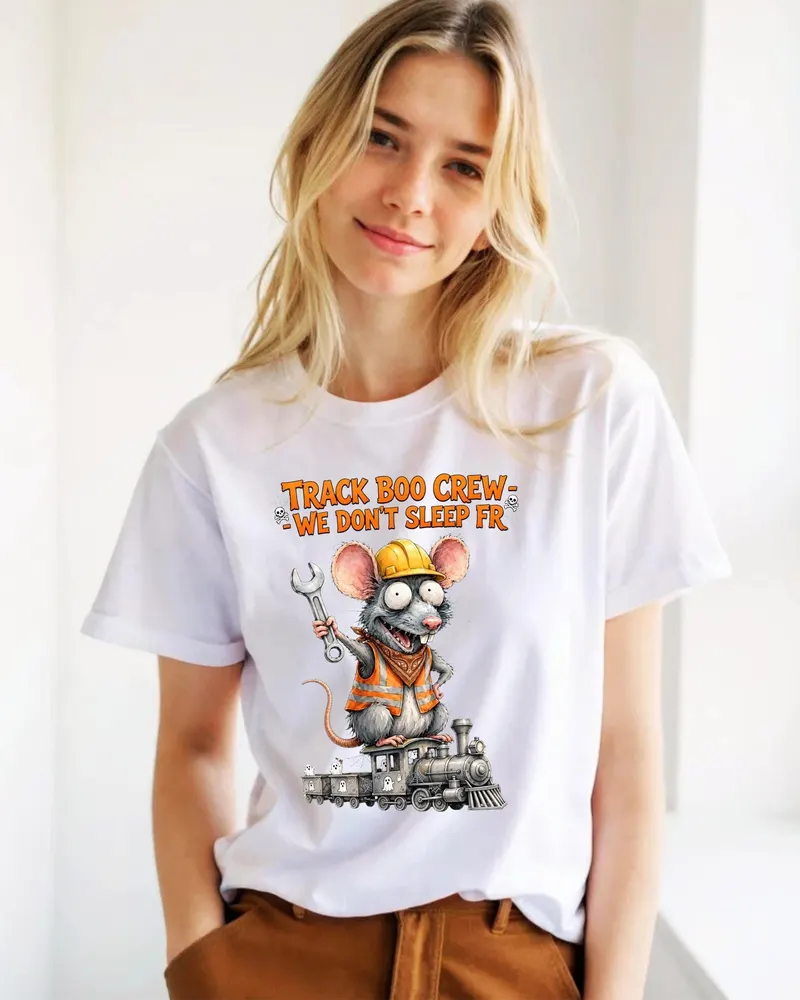 Funny Railroad Worker Halloween Shirt — hand-drawn rat design