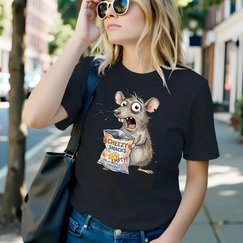Funny Rat Empty Cheesy Snacks T-Shirt — view 5