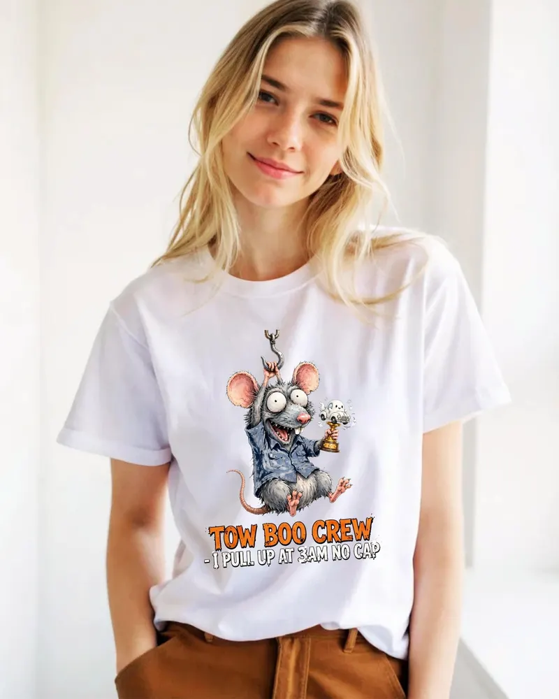 Funny Tow Truck Driver Halloween Shirt — hand-drawn rat design