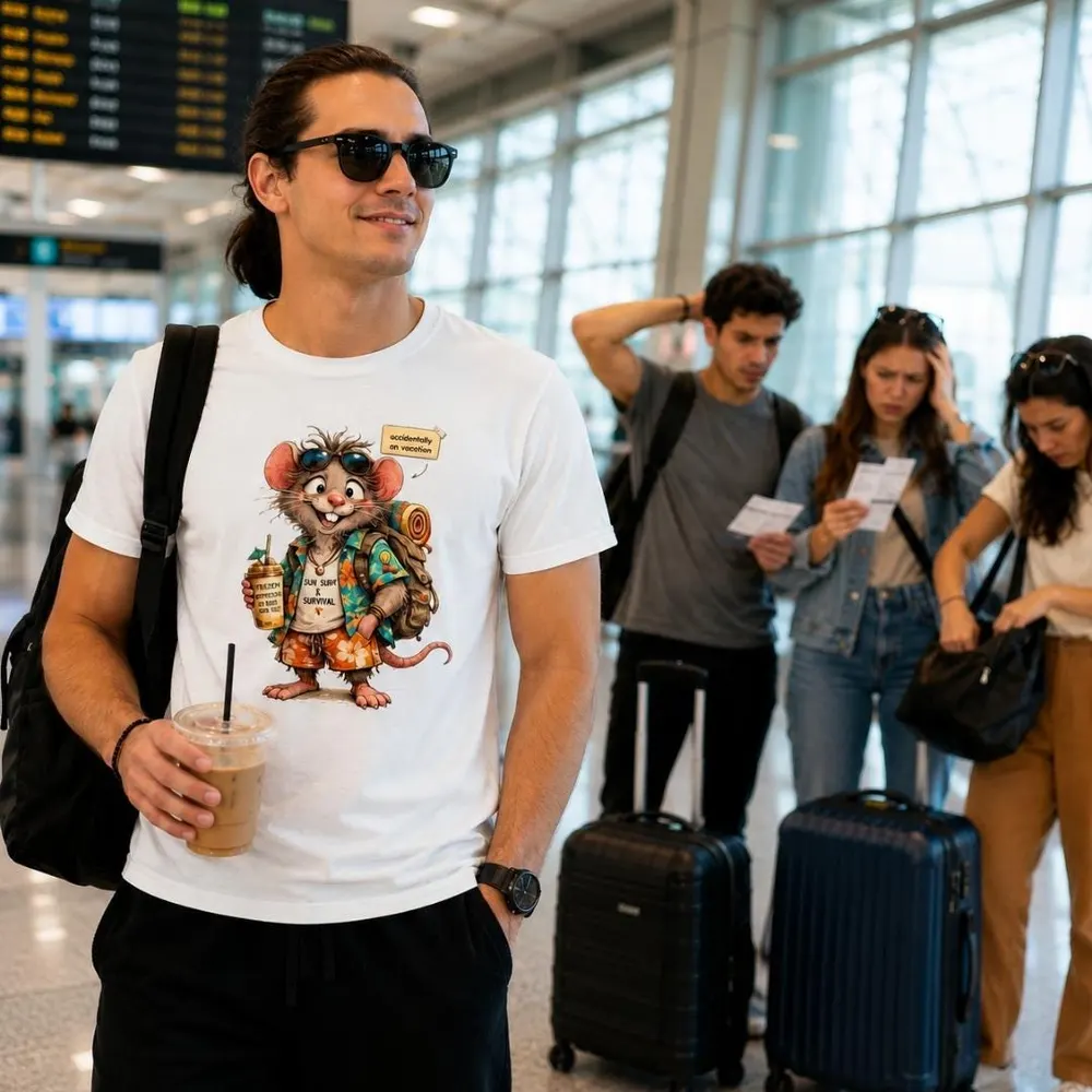 Funny Travel Shirt — hand-drawn rat design