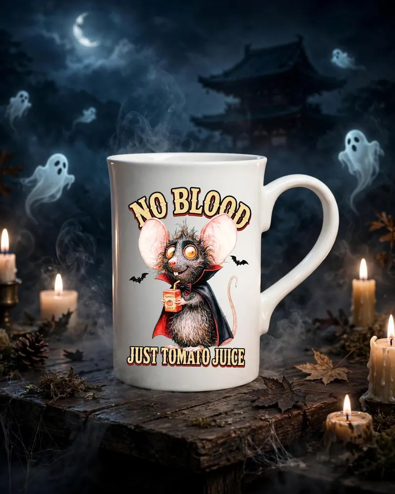 Funny Vampire Mug — hand-drawn rat design
