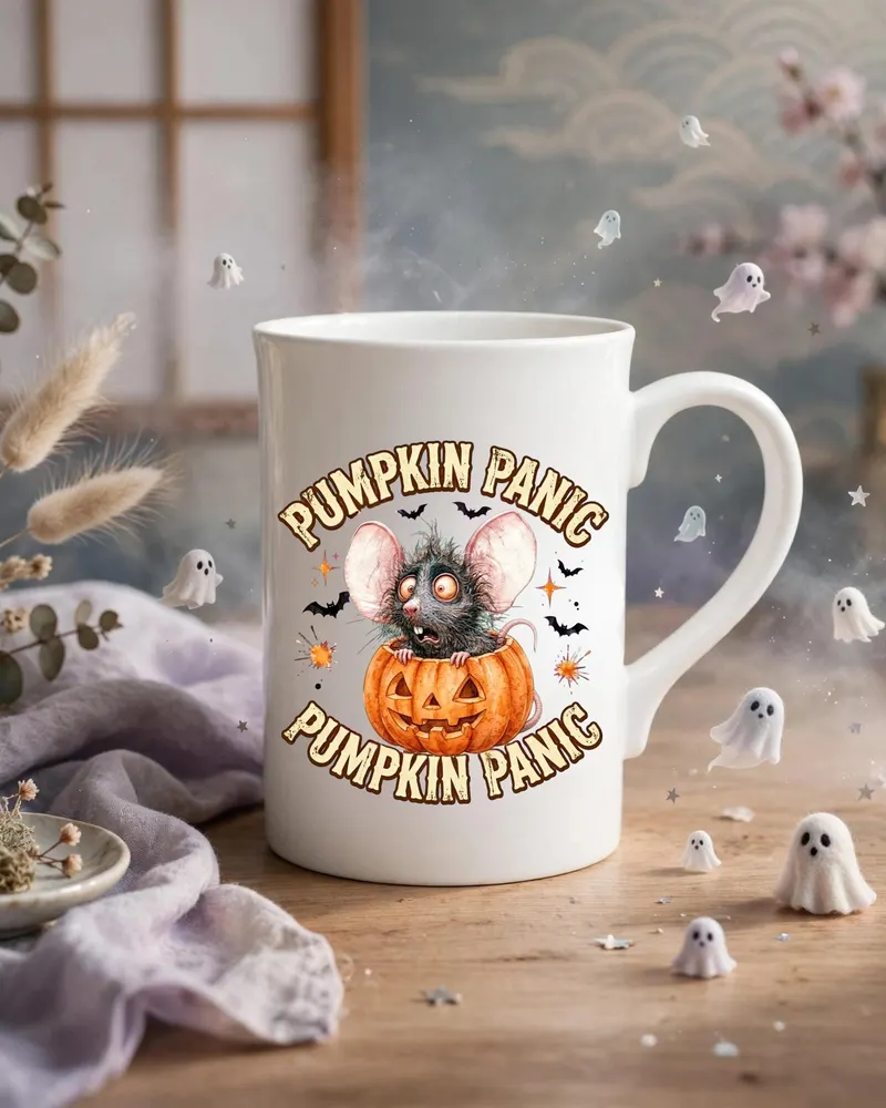 Halloween Rat Mug — hand-drawn rat design
