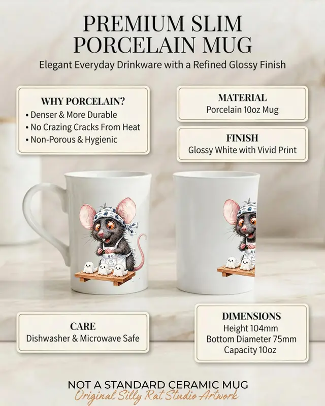 Halloween Sushi Rat Porcelain Slim Mug — view 3