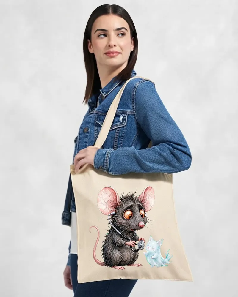 Halloween Vet Tech Tote Bag — hand-drawn rat design
