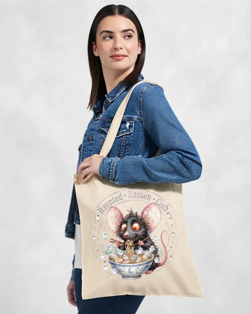 Haunted Ramen Club Tote — hand-drawn rat design