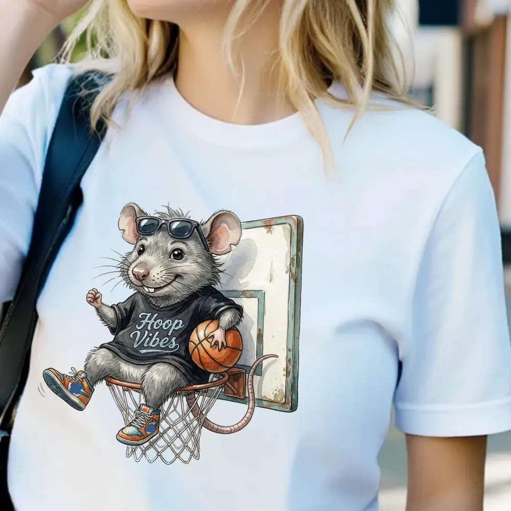 Hoop Vibes Rat Shirt — hand-drawn rat design