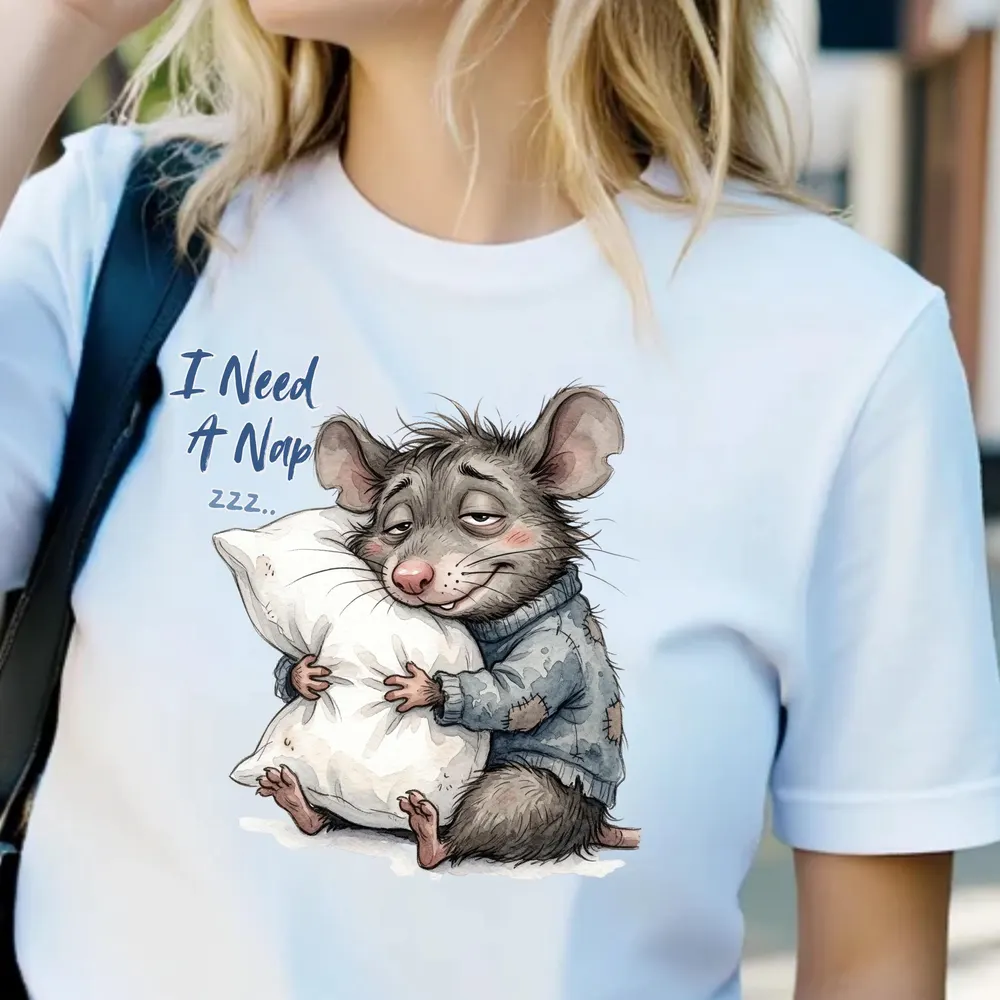 I Need A Nap Rat Shirt — hand-drawn rat design