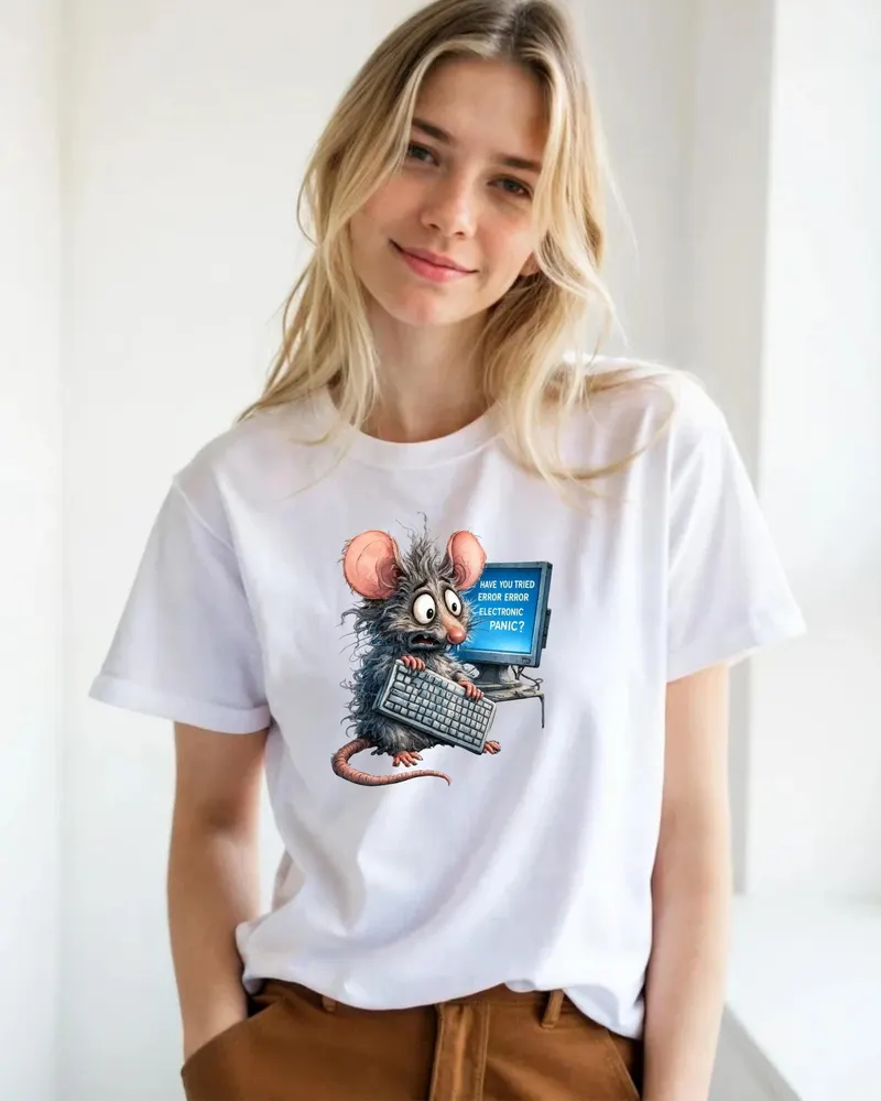 IT Support Shirt — hand-drawn rat design