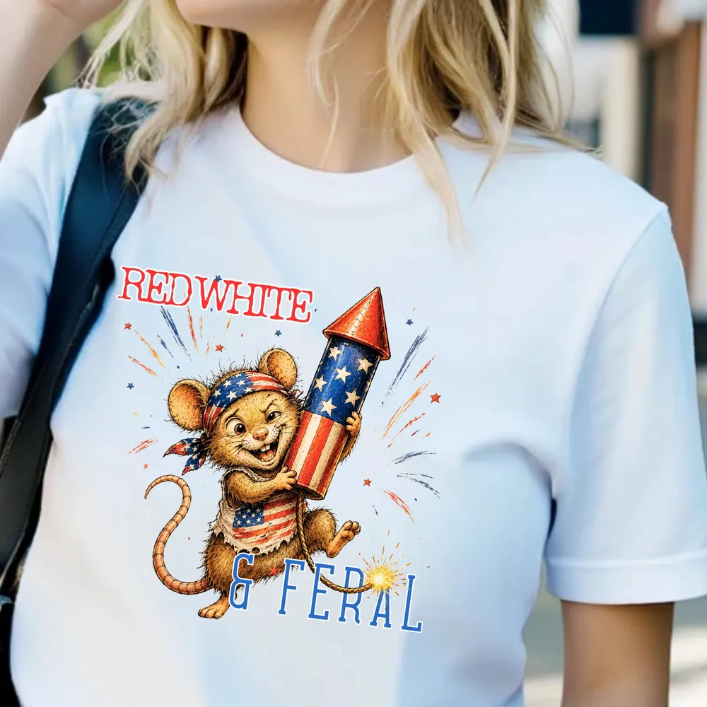 July 4th Parties Tee — hand-drawn rat design