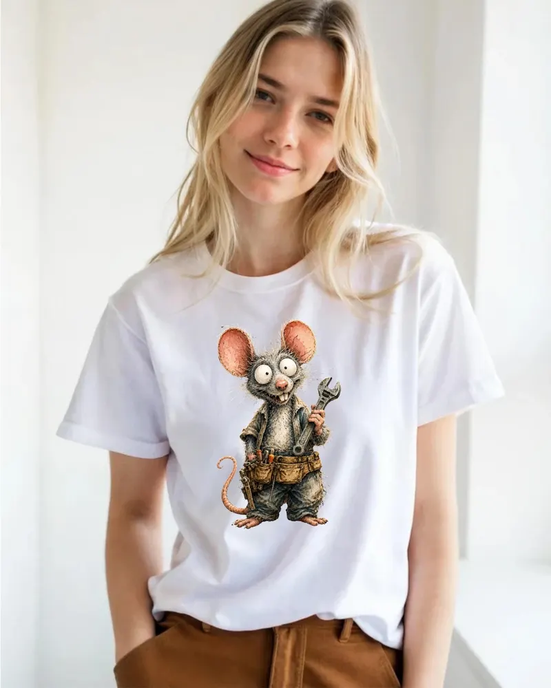 Mechanic Graphic Tee — hand-drawn rat design by ArtDesignByNora